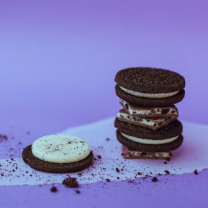 chocolate cookies on white surface
